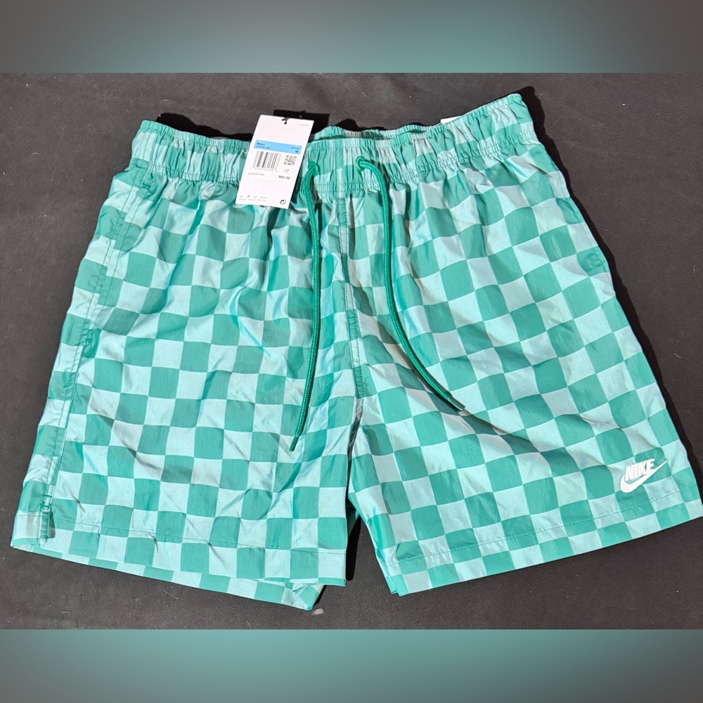 Nike Standard Fit Swim Shorts Men's M Green Checkered